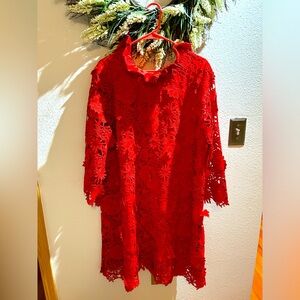 Tuckernuck Red Guipure Lace Daphne Dress